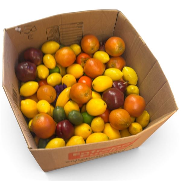 Large Assortment of Decorative Faux Fruit & Vegetables in Varied Colors and Forms