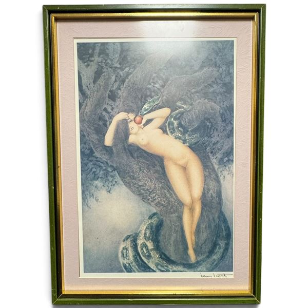 Louis Icart Eve and Snake Art Deco Nude Framed Color Print, Signed (17.5 x 24.5 in.)