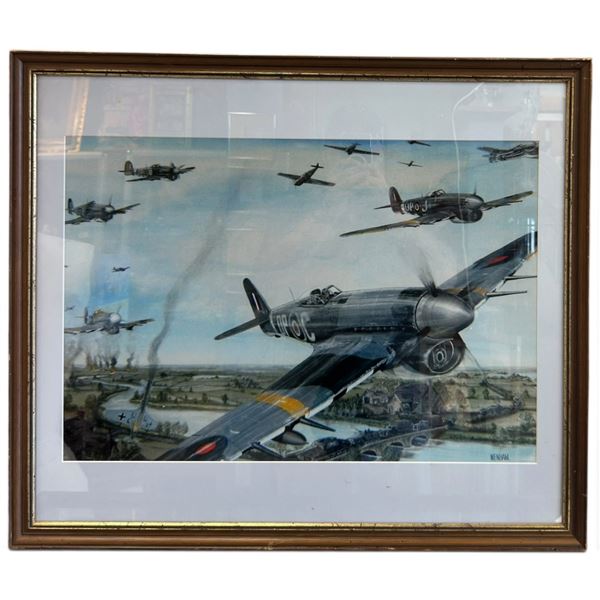 Wenham WWII RAF Hawker Typhoon Ground-Attack Artwork, Framed (26 x 24 in.)