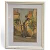 Image 1 : Signed Marc Watercolor Village Street Scene, Framed (18.5 x 22.5 in.)
