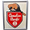 Image 1 : Framed Canadian Pacific Beaver Logo Advertising Sign, Spans the World (11 x 13 in.)