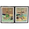 Image 1 : Pair of Hasegawa Sadanobu III Maiko Tea Ceremony & Flower Arrangement Woodblock Prints