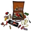 Image 1 : Vintage Suitcase with Toy Vehicles, Barware, Animal Skull & Assorted Personal Effects