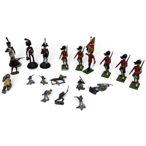 Britains & Other Painted Military Toy Soldiers, Highlanders, Cavalry & Infantry, Mixed Group