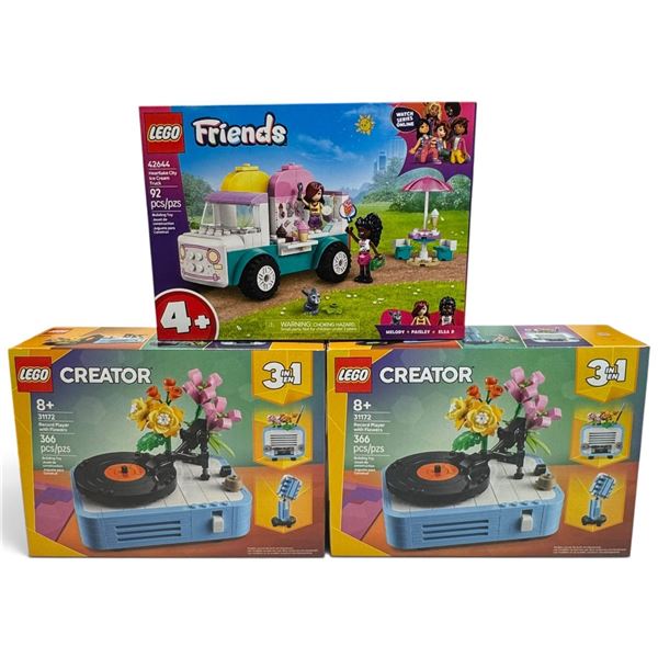Three LEGO Sets: 2 Creator 3-in-1 Record Players & Friends Ice Cream Truck