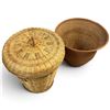 Image 4 : Two Woven Bamboo & Cane Baskets, Lidded Storage and Flared Open Forms (15 in. H)