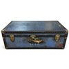 Image 1 : McBrine Four-Ply Solidon Blue Vulcanized Fiber Suitcase Trunk, Initialed T.F.B.B.