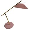 Image 1 : Modernist Pink Enamel & Brass-Tone Metal Desk Lamp with Conical Shade & Angled Arm