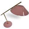 Image 2 : Modernist Pink Enamel & Brass-Tone Metal Desk Lamp with Conical Shade & Angled Arm