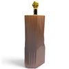 Image 5 : Pair of Pink Glazed Ceramic Geometric Table Lamps with Pleated Shades (24 in.)