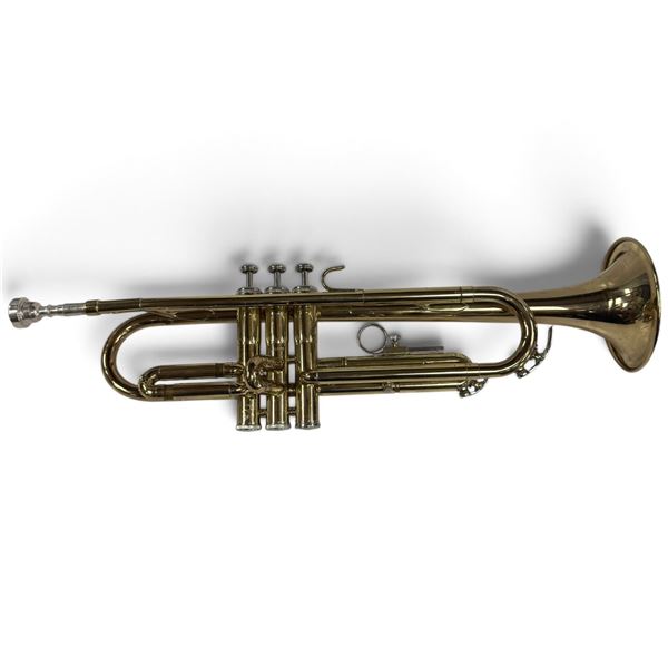 Buescher Elkhart Three-Valve Brass Trumpet with Mouthpiece, Serial No. 611696