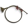 Image 1 : Coiled Brass Hunting Horn with Flared Bell, Mouthpiece & Red Cord