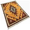 Image 1 : Geometric Wool Rug w/ Central Motif & Fringe, 66" x 36"