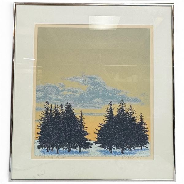 David Peter Hunsberger Winter Evening Color Serigraph 13/40, 1983 (24 x 26 in.)