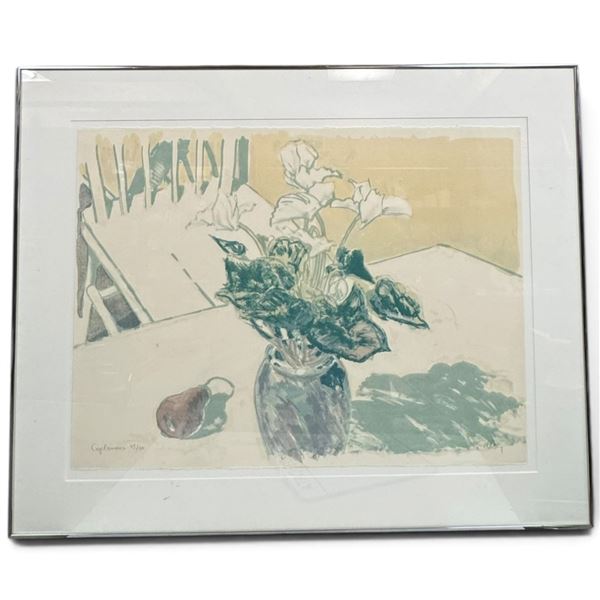 Brian Kelley "Cyclamens" Signed Stone Lithograph 43/50, Framed (38 x 31 in.)