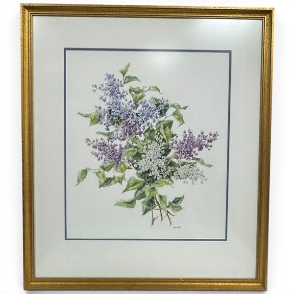 Caren Heine AFCA 'Lilac Time' Signed Floral Watercolor, Framed (26.5 x 30.5 in.)