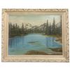 Image 1 : F. Wagner 1965 Mountain Lake Landscape Oil on Canvas Board, Framed (29 x 22.5 in.)