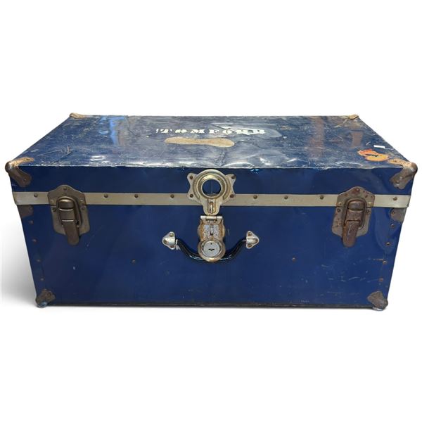 Union Trunk & Luggage Co. Blue Plywood Travel Trunk (30 W x 16 D x 13 H in.)