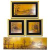 Image 1 : Four Rustic Autumn Landscape Paintings, Signed M. Fort?, 3 Framed (Squares 14 x 14 in.)