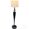 Image 1 : Tall Glossy Black Tapered Floor Lamp with Sculptural Stem & Cream Drum Shade 58" Tall