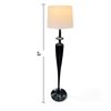 Image 2 : Tall Glossy Black Tapered Floor Lamp with Sculptural Stem & Cream Drum Shade 58" Tall