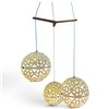 Image 1 : Three-Light Ornate Scrollwork Globe Pendant Chandelier with Wood Suspension Frame