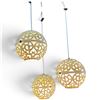 Image 2 : Three-Light Ornate Scrollwork Globe Pendant Chandelier with Wood Suspension Frame