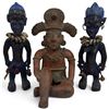 Image 1 : Group of 3 African-Style Carved Wood Figures with Cowrie Shell & Fiber Adornment