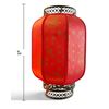 Image 2 : Chinese-Style Red Fabric Hanging Lantern with Gold Characters & Pierced Metal Mounts (16 in.)