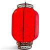 Image 5 : Chinese-Style Red Fabric Hanging Lantern with Gold Characters & Pierced Metal Mounts (16 in.)