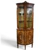 Image 1 : Two-Piece Floral Marquetry Corner Display Cabinet (20 W x 20 D x 75 H in.)