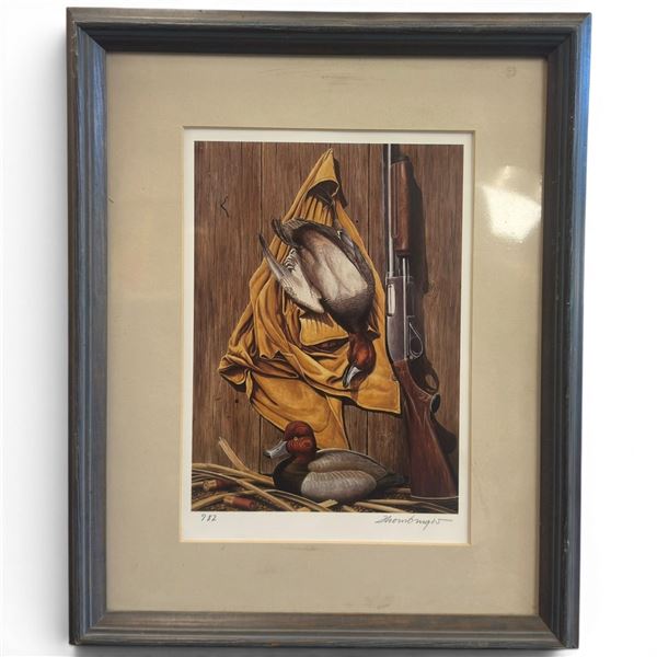Joe Thornbrugh Signed No. 782 Duck Hunting Print & Canvasback Decoy Plan (11.5 x 16 in.)