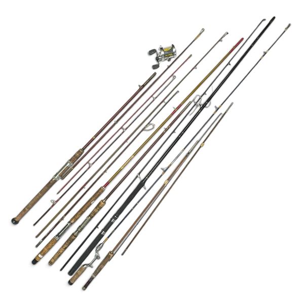 Assorted Vintage Fiberglass Fishing Rods, Rod Sections & Abu Garcia 5500 C3 Reel