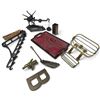 Image 2 : Mixed Cast Iron, Brass & Wood Household Objects with Scale, Tray, Rack & Letter B