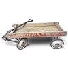 Image 1 : Vintage Leader Flash 36 Wooden Child's Pull Wagon with Steel Wheels & Blue Handle