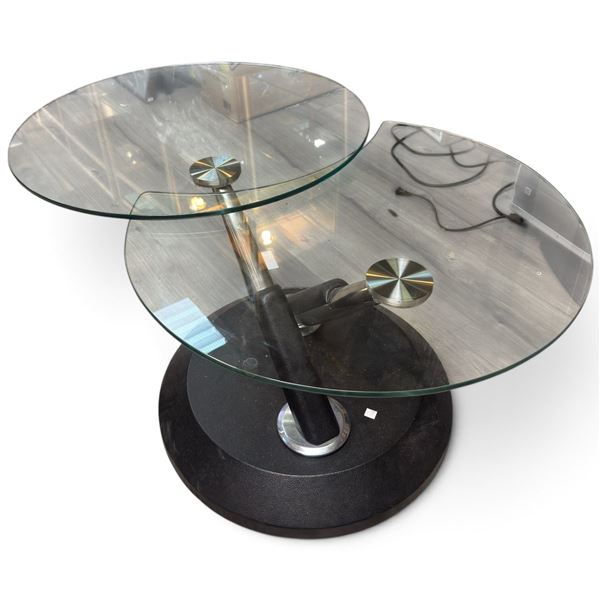 Magnussen Modesto-Style Swivel Cocktail Table, 2 Rotating Glass Tops (17 in.)