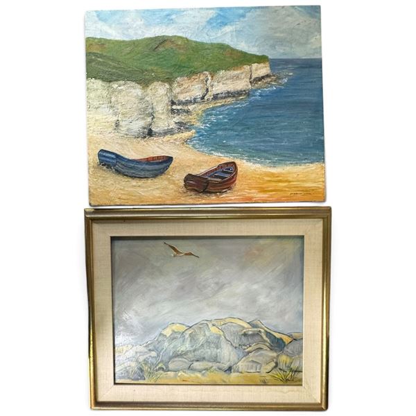 Two Coastal Paintings, One Signed Scott & E.F. Daniel West Shore