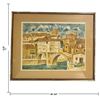 Image 2 : Pencil-Signed & Numbered Color Print of European Village & Stone Bridge, Framed