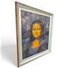 Image 4 : Palmer Signed Modernist Cubist-Style Female Mona Lisa Portrait Painting in Silver-Tone Frame 20x24"