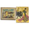 Image 1 : Two Oil Paintings: Village Marketplace (18 x 15 in.) & Matador (16 x 20 in.)