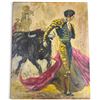 Image 4 : Two Oil Paintings: Village Marketplace (18 x 15 in.) & Matador (16 x 20 in.)