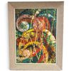Image 1 : Colorful Abstract Impasto Oil on Canvas in Textured Frame (28.5 x 22.5 in.)