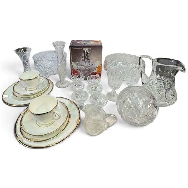 Wedgwood Bone China Place Settings & Assorted Cut Glass and Lead Crystal Tableware