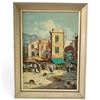 Image 1 : Signed Carol Mediterranean Market Street Oil Painting, Framed (24 x 32 in.)
