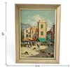 Image 2 : Signed Carol Mediterranean Market Street Oil Painting, Framed (24 x 32 in.)