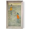 Image 1 : Signed Joy Long Modernist Figural Painting on Canvas in Wood Frame (22 x 37 in.)
