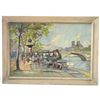 Image 1 : Paris Seine Quayside Oil on Canvas with Notre-Dame, Signed (41.5 x 29.5 in.)