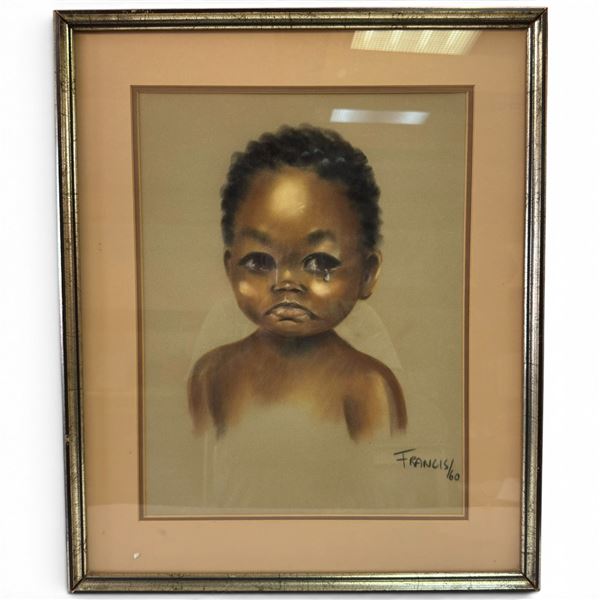 Dorothy Francis Signed 1960 Portrait of a Tearful Child, Framed (19 x 23 in.)