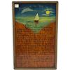 Image 1 : Folk Art Oil Painting, Prayer of the Full Moon, Sailboat & Mariner's Prayer (11.5 x 17.5 in.)