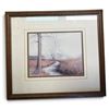 Image 7 : Group of Four Framed Works: Roosters, Landscape, House Print & Needlework Sampler